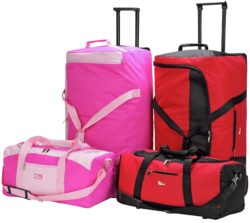 Go Explore XL Wheeled Holdall and Small Handheld Bag - Pink